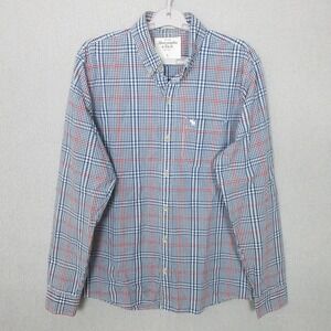 Abercrombie & Fitch Button Down Shirt Plaid Long Sleeve Blue Red Men's Large